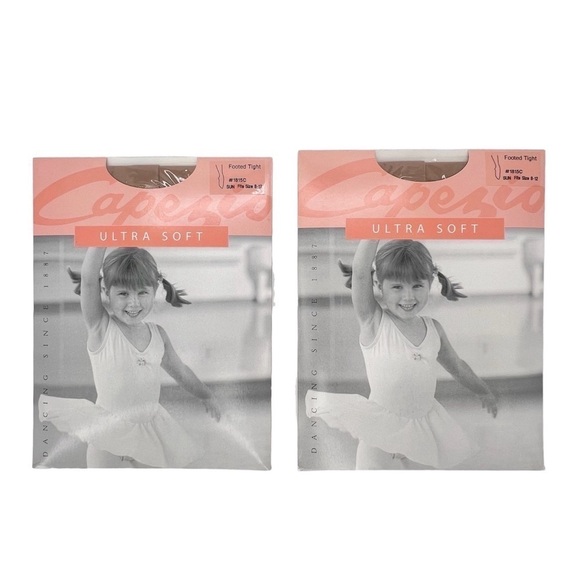 Capezio Ultra Soft Footed Tights Lot of 2 Size 8-12 Suntan Dance New NWT - Picture 8 of 8